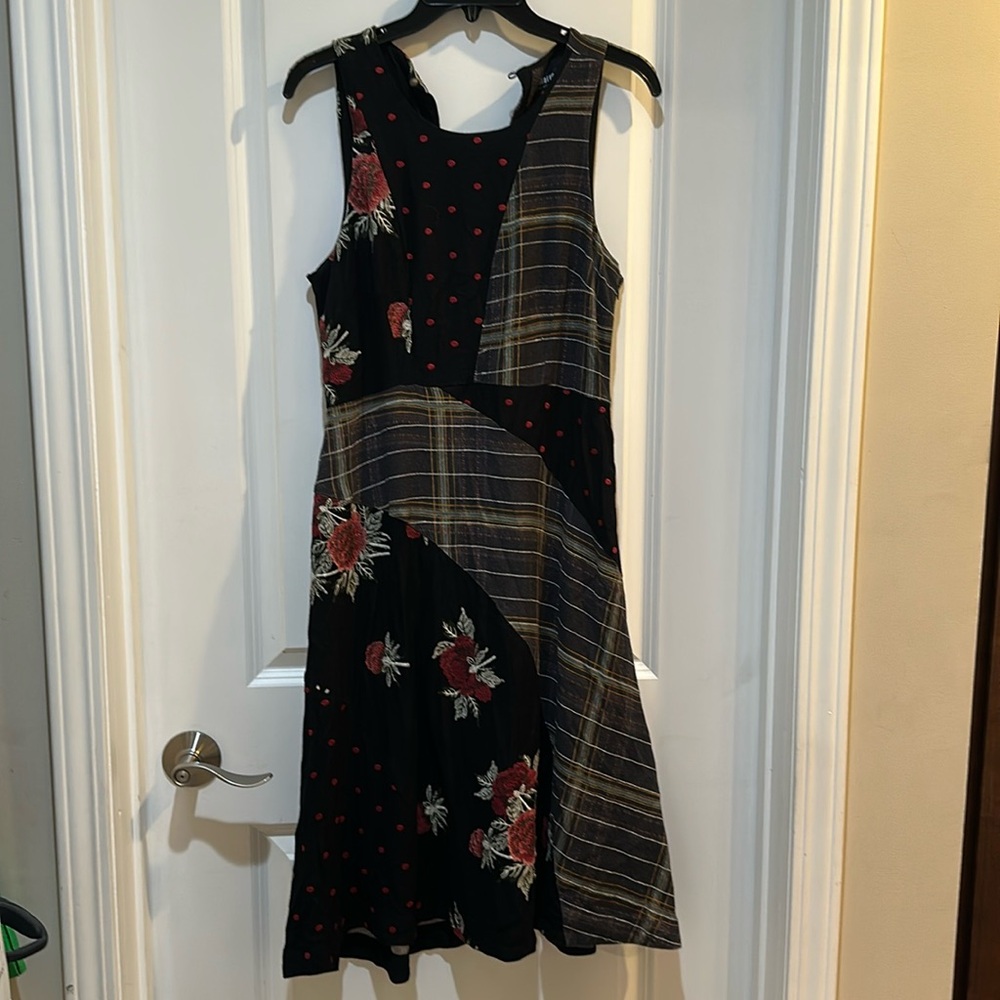 Anthropologie black mixed pattern dress